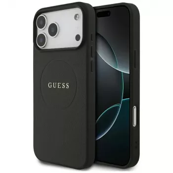 Capa Guess Grained Gold Ring MagSafe para Apple iPhone 18 Pro Max / 17 Pro Max, preto