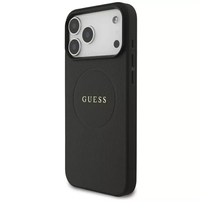 Capa Guess Grained Gold Ring MagSafe para Apple iPhone 18 Pro Max / 17 Pro Max, preto