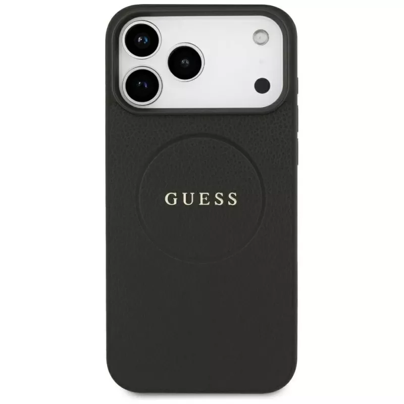 Capa Guess Grained Gold Ring MagSafe para Apple iPhone 18 Pro Max / 17 Pro Max, preto