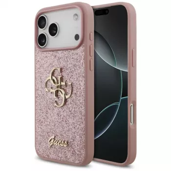 Capa GUESS Fixed Glitter Big 4G para iPhone 18 Pro Max / 17 Pro Max - rosa