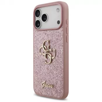 Capa GUESS Fixed Glitter Big 4G para iPhone 18 Pro Max / 17 Pro Max - rosa