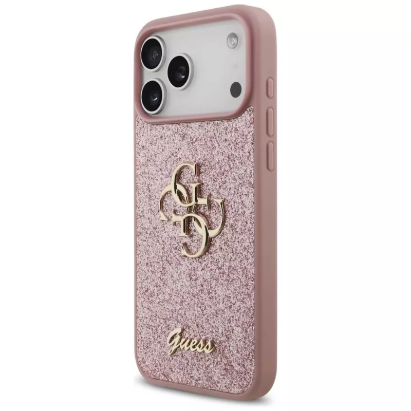 Capa GUESS Fixed Glitter Big 4G para iPhone 18 Pro Max / 17 Pro Max - rosa