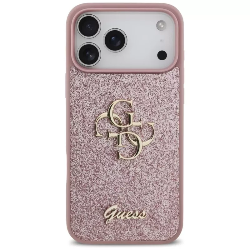 Capa GUESS Fixed Glitter Big 4G para iPhone 18 Pro Max / 17 Pro Max - rosa