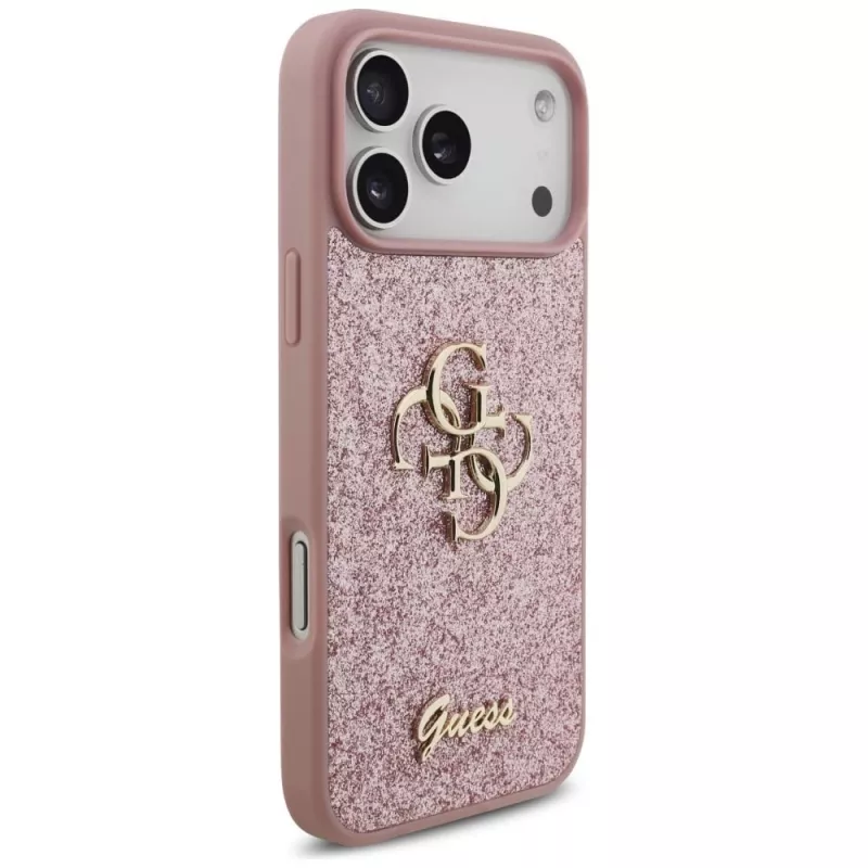 Capa GUESS Fixed Glitter Big 4G para iPhone 18 Pro Max / 17 Pro Max - rosa