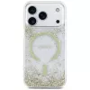 Capa Guess Resin Bottom Glitter MagSafe para iPhone 18 Pro / 17 Pro, dourado