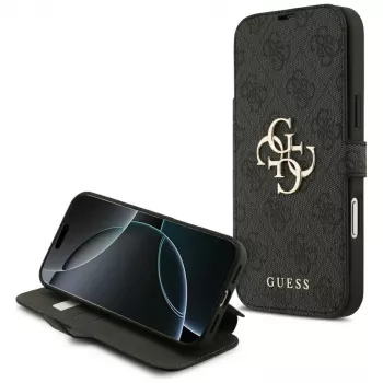 Capa Guess Book 4G Metal Logo para iPhone 18 Pro Max / 17 Pro Max, preto