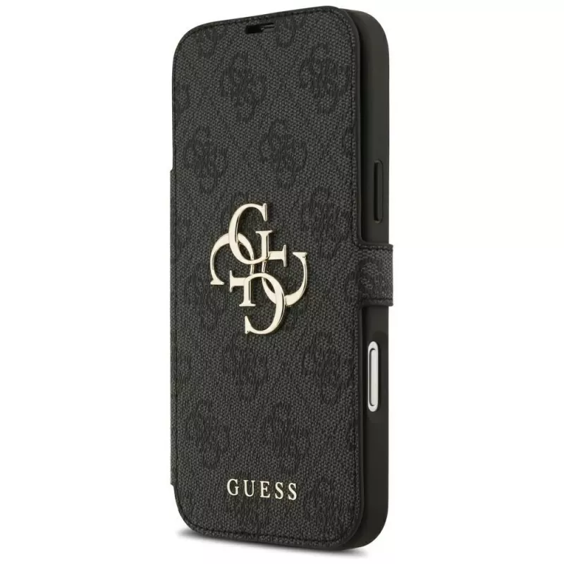 Capa Guess Book 4G Metal Logo para iPhone 18 Pro Max / 17 Pro Max, preto