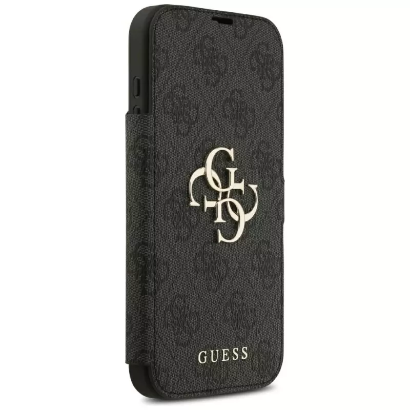 Capa Guess Book 4G Metal Logo para iPhone 18 Pro Max / 17 Pro Max, preto
