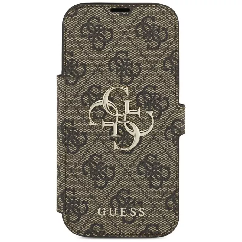 Capa Guess Book 4G Metal Logo para Apple iPhone 18 Pro / 17 Pro – castanho
