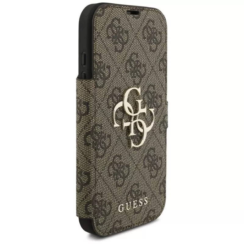 Capa Guess Book 4G Metal Logo para Apple iPhone 18 Pro / 17 Pro – castanho