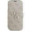 Capa tipo carteira Guess Book 4G Metal Logo para iPhone 16 Pro / 17 Pro - rosa