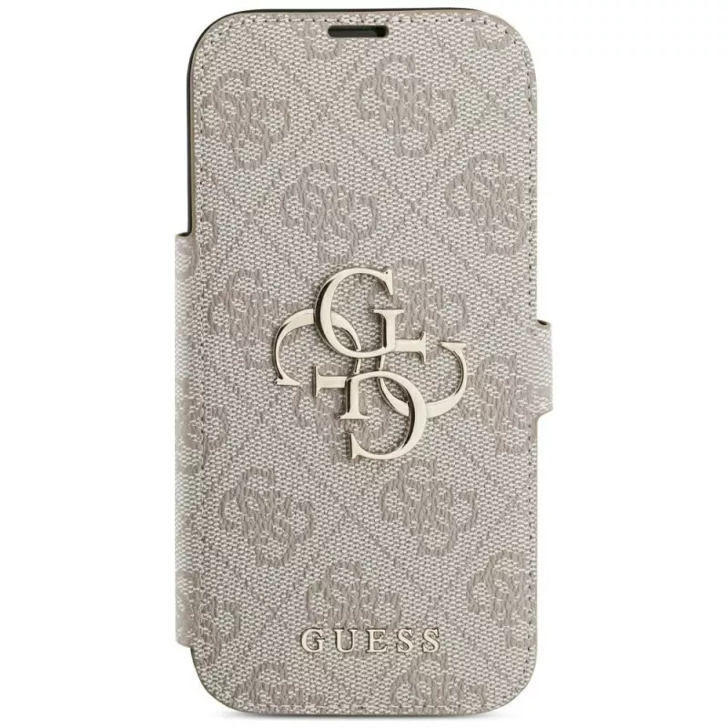 Capa tipo carteira Guess Book 4G Metal Logo para iPhone 16 Pro / 17 Pro - rosa