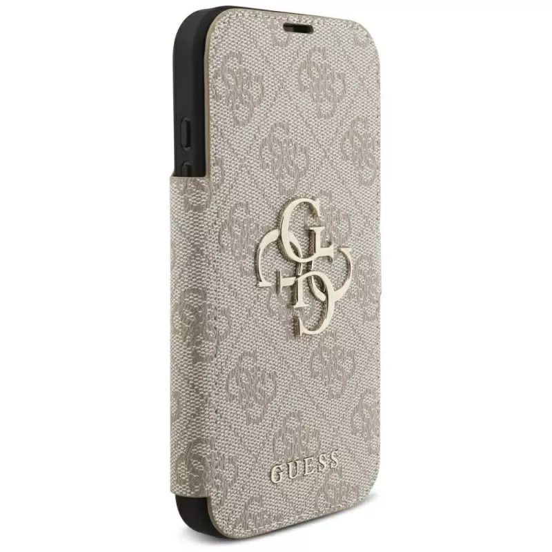 Capa tipo carteira Guess Book 4G Metal Logo para iPhone 16 Pro / 17 Pro - rosa