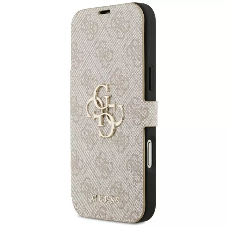 Capa tipo carteira GUESS Book 4G Metal Logo para iPhone 18 Pro Max / 17 Pro Max - rosa