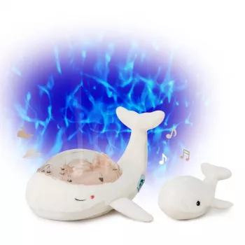 Conjunto de ajuda para dormir Cloud B Tranquil Whale com projetor e chocalho - branco