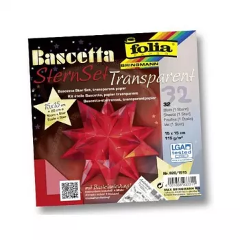 Conjunto de papel origami Folia Bascetta Star, 32 folhas, 15 x 15 cm, várias cores, 80 g/m², mate