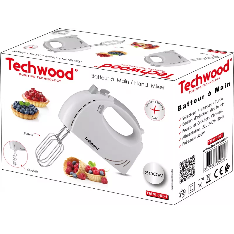 Techwood TMM-3001 batedeira de mão de 300 W (TMM-3001)