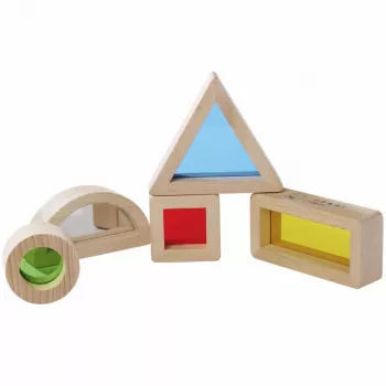 Eichhorn Montessori Blocos de janela, conjunto de 20 peças, madeira de faia com certificação FSC® 100% com janelas de acrílico coloridas, brinquedo educativo de descoberta de luz e cor para crianças a partir dos 12 meses
