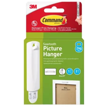 3M Command suporte para quadros com suspensão em dentes de serra, 1 gancho + 2 tiras, branco (7100336642)