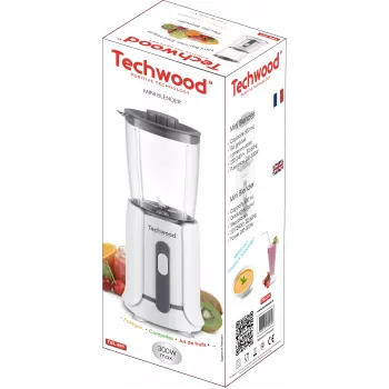Batedeira de mesa Techwood TBL-201 1,5L, 300W, lâminas de aço inoxidável, trituração de gelo, branco