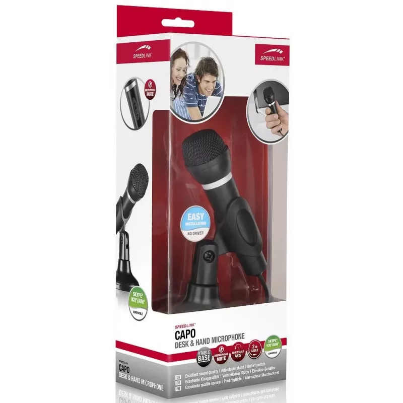 Speedlink Capo Desk & Hand microfone para computador, preto (SL-8703-BK)