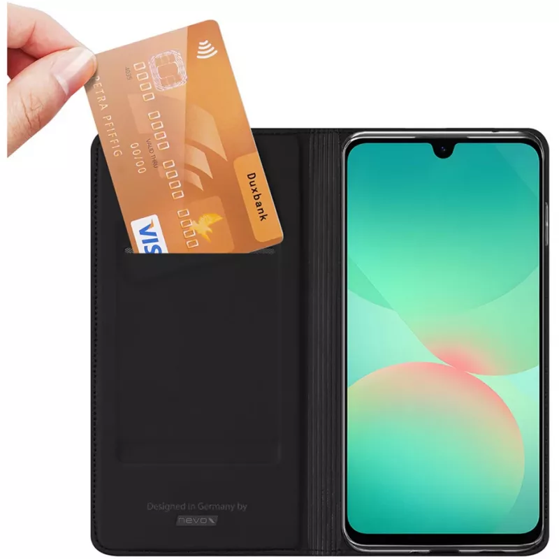 Nevox Vario Series capa com carteira para Samsung Galaxy A27 5G – capa carteira em pele PU preta com compartimentos para cartões, porta-notas e função de suporte