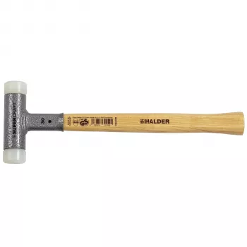 Halder SUPERCRAFT martelo H 30 com cabo amortecedor de vibrações, diâmetro da cabeça 30 mm, inserto de nylon especial branco, médio-duro, corpo em aço