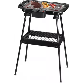 Techwood TBQ-836P grelhador elétrico com tripé, 2000W, grelhador cromado de 36,5 cm, preto