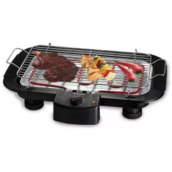 Techwood TBQ-836P grelhador elétrico com tripé, 2000W, grelhador cromado de 36,5 cm, preto