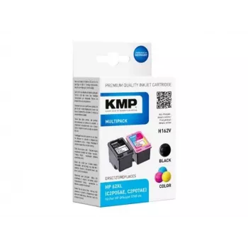 KMP 1741.400500 MultiPack tinteiros preto e três cores compatíveis com HP 62XL (C2P05AE/C2P07AE) - pack de 2