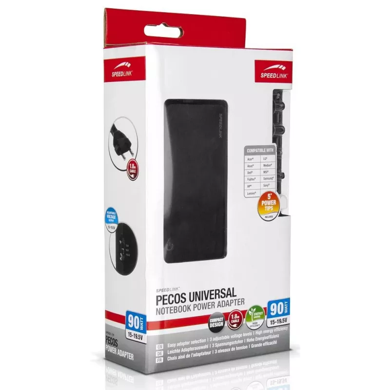 Speedlink Pecos transformador universal para portátil 90 W (SL-6955-BK)