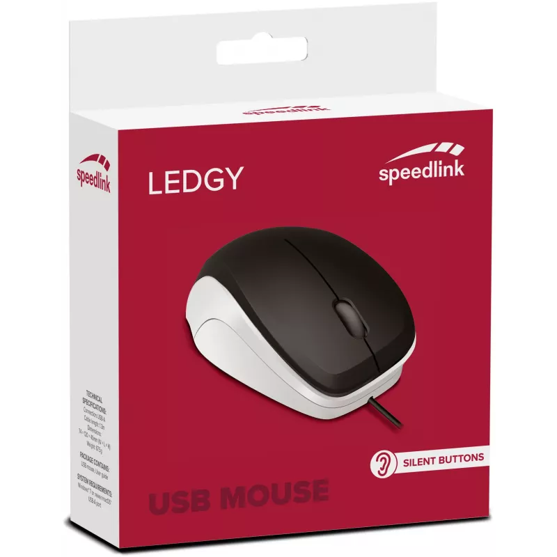 Speedlink Ledgy Silent rato, preto/branco (SL-610015-BKWE)
