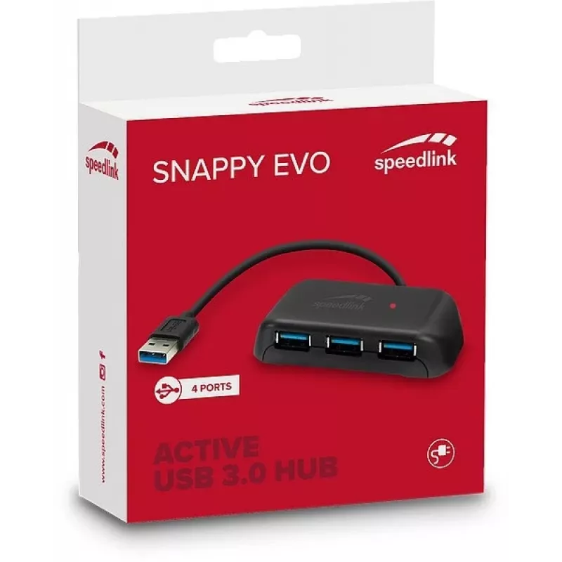 Speedlink Snappy Evo hub USB 3.0 de 4 portas (SL-140106-BK)