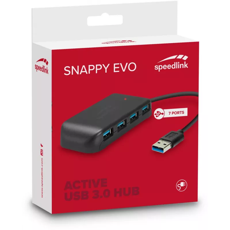 Speedlink Snappy Evo hub USB 3.0 de 7 portas (SL-140108-BK)