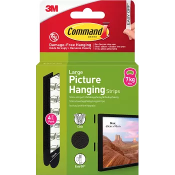 3M Command tiras adesivas, grandes, 4 un., pretas (7100337186)