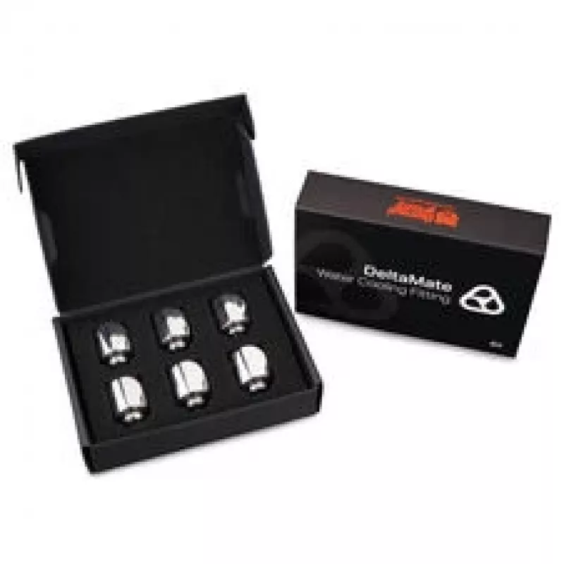 Junta rotativa Thermal Grizzly DeltaMate 90° G1/4 polegadas níquel brilhante – pack de 6