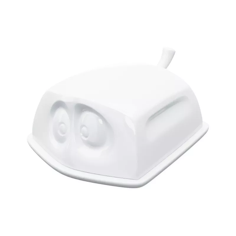 Manteigueira FIFTYEIGHT Versteckt branca – manteigueira de porcelana com rosto escondido