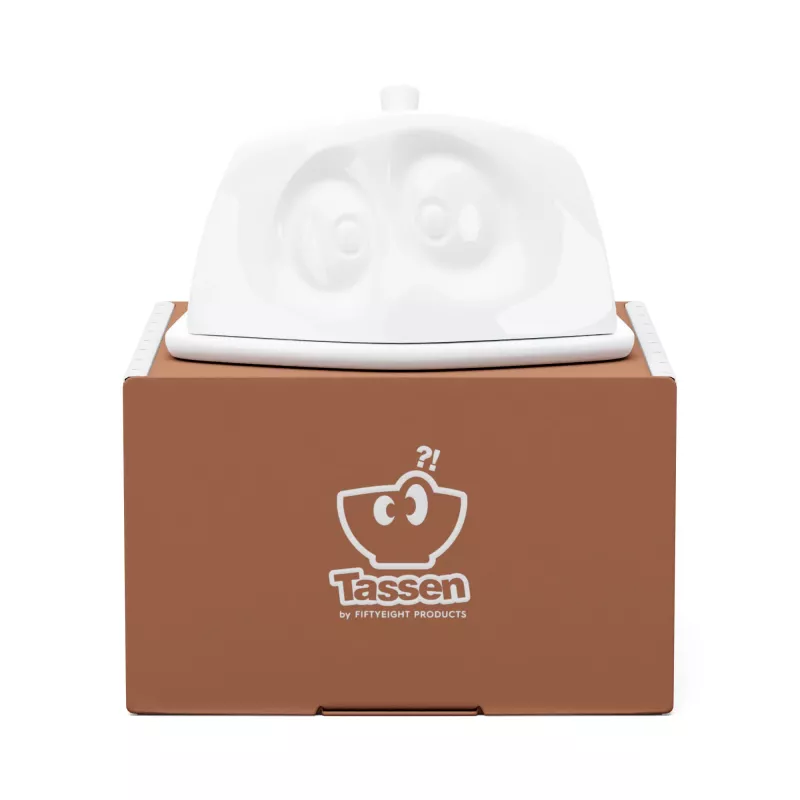 Manteigueira FIFTYEIGHT Versteckt branca – manteigueira de porcelana com rosto escondido
