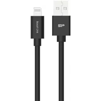 Cabo de carregamento e dados Silicon Power Boost Link PVC LK15AL, USB-A para Lightning, certificado MFi, 1 m, até 12 W, preto