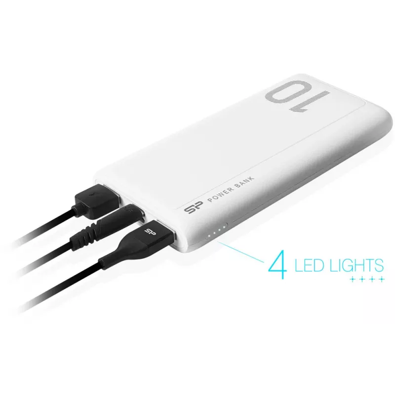 Silicon Power GP15 10000 mAh power bank, branco (SP10KMAPBKGP150W)