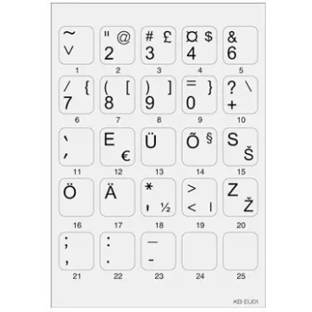 Minipicto autocolantes para teclado, cinzentas/pretas (KB-EU-01GRY)