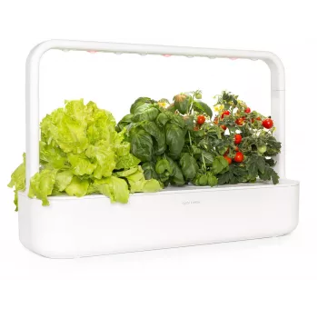 Click & Grow Smart Garden 9 horta interior de ervas e legumes com lâmpadas LED de crescimento, autorrega, 9 cápsulas de plantas, branco