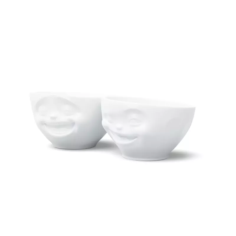 FIFTYEIGHT PRODUCTS Conjunto de tigelas 200ml - Sorridente e a piscar o olho, Branco (2 peças)