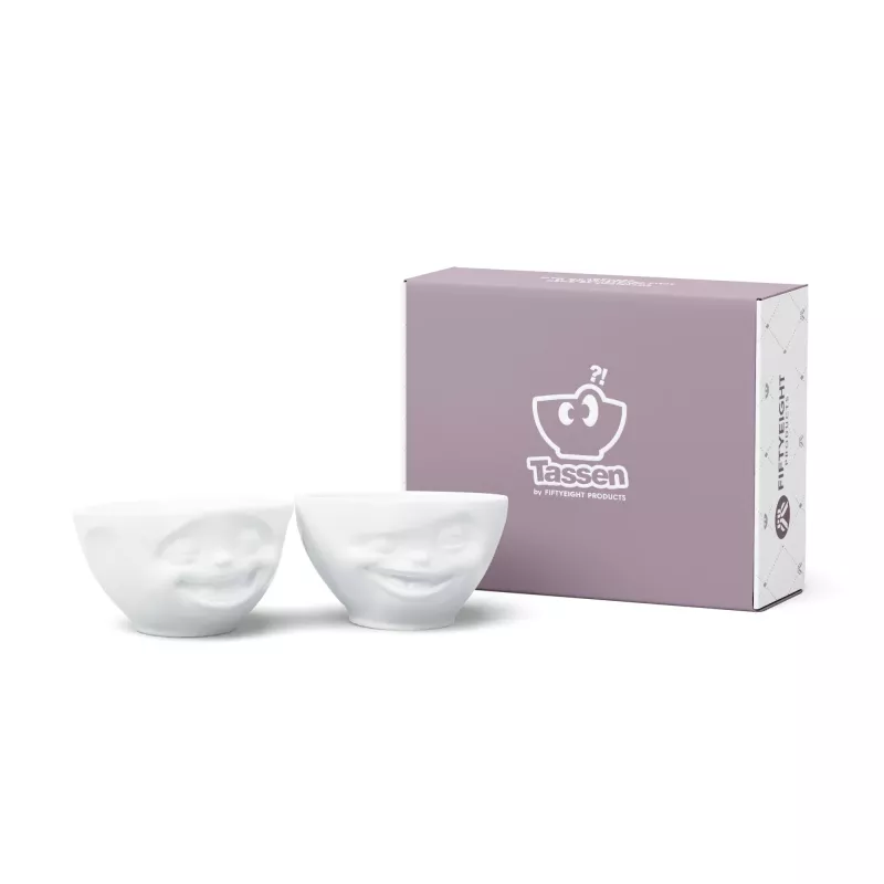 FIFTYEIGHT PRODUCTS Conjunto de tigelas 200ml - Sorridente e a piscar o olho, Branco (2 peças)