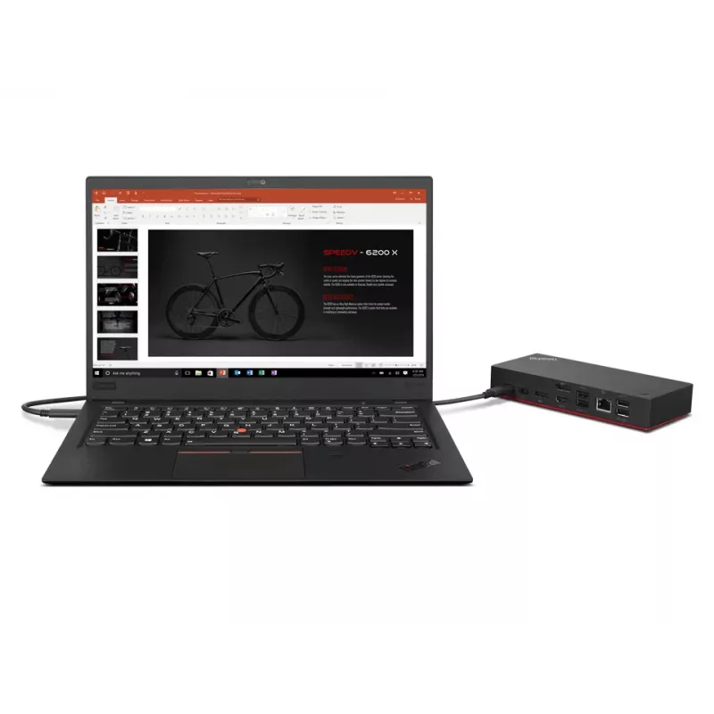 Lenovo ThinkPad Universal USB-C Dock 40AY0090EU - Suporte para 3x ecrãs 4K, 100W Power Delivery, 10 portas, Preto