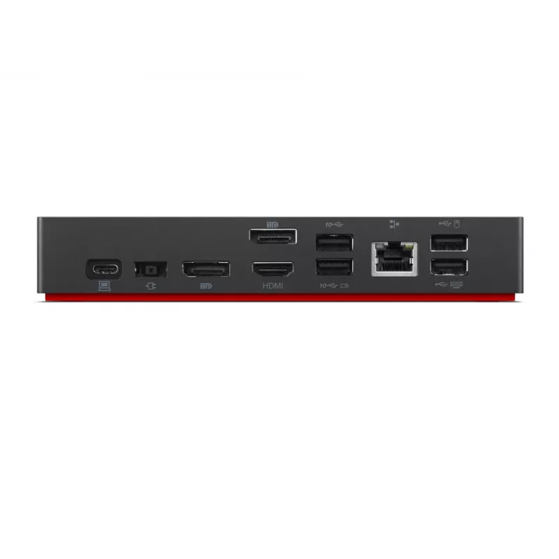 Lenovo ThinkPad Universal USB-C Dock 40AY0090EU - Suporte para 3x ecrãs 4K, 100W Power Delivery, 10 portas, Preto