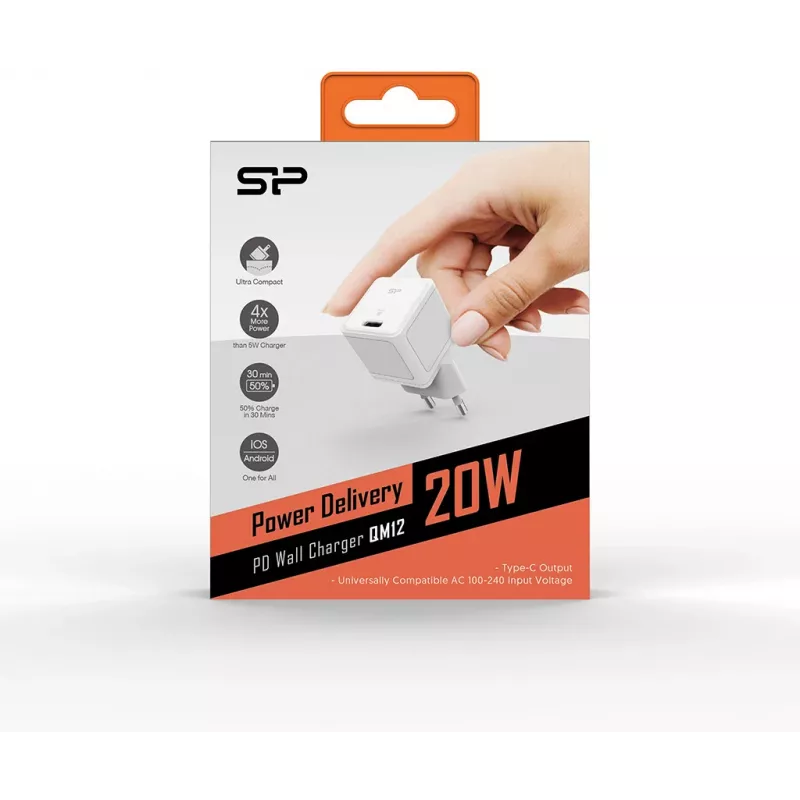 Silicon Power Boost Charger QM12 20W carregador USB-C PD, branco (SP20WASYQM121PCW)
