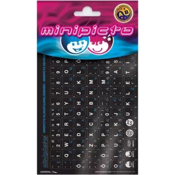 Kolm Lõvi Minipicto estónio/russo, autocolantes para teclado pretos/brancos/azuis (KB-UNI-EE02-BLK-BLUE)