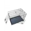 Caixa dobrável para cães 76x48x54 cm – arame de aço reforçado, porta dupla, tabuleiro removível, preto
