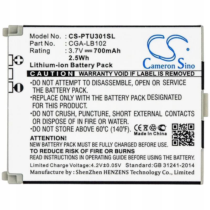 Cameron Sino 3,7 V 1000 mAh bateria de iões de lítio para Panasonic KX-TU301, KX-TU321, KX-TU311, KX-TU325, KX-TW221, KX-TU320, KX-TU327, KX-TU328 (substitui CGA-LB102)
